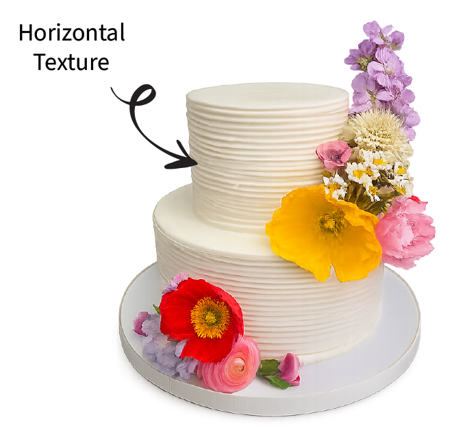 Horizontal texture on wedding cake